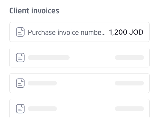 Customer invoices screen